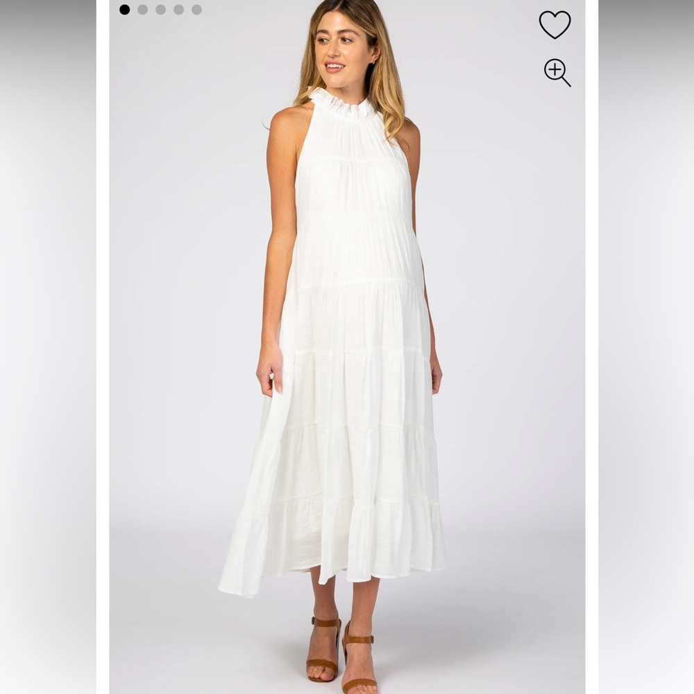 Ivory Tiered High Neck Maternity Maxi Dress